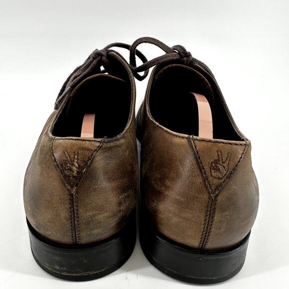 John Varvatos Oxford Dress Shoes Lace Up Heeled Leather Formal Brown 9.5M main image 6